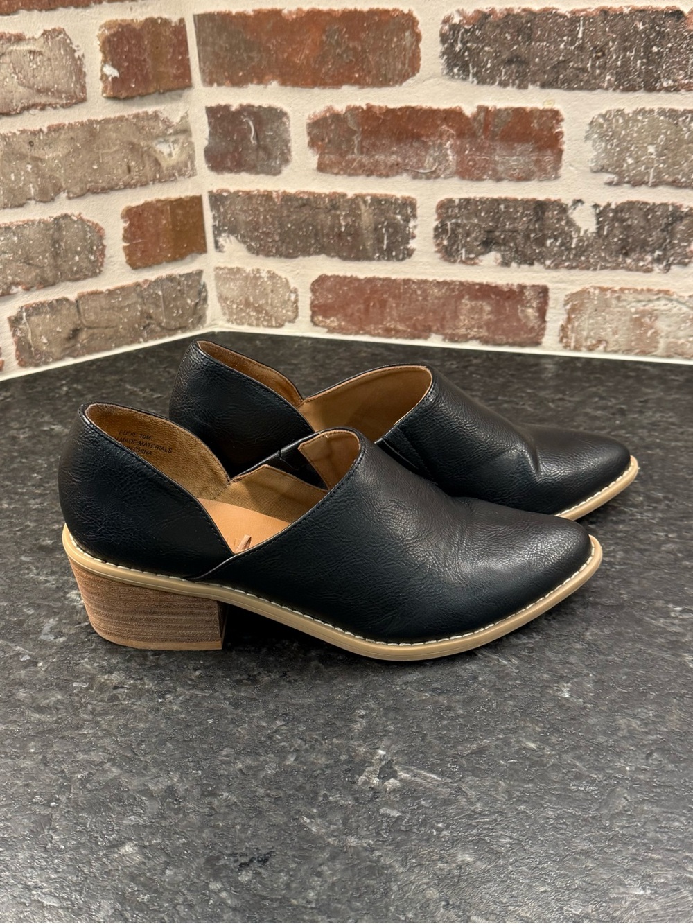 Cynthia Rowley Black Leather Low Heel Slip-On Booties, Size 10